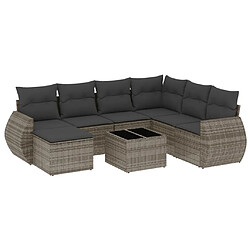 vidaXL Salon de jardin 8 pcs avec coussins gris résine tressée