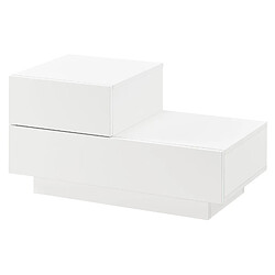 Helloshop26 Table de nuit élégante meuble de rangement polyvalent commode stylé petit tiroir côté gauche capacité de charge tiroir 8 kg panneau de particules mélaminé 38 x 70 x 35 cm blanc brillant 03_0006251