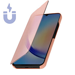 Avizar Étui Clear View pour Galaxy A34 5G Clapet Miroir Fonction Support Rose gold pas cher