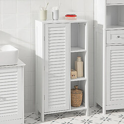 SoBuy BZR39-W Meuble Bas Meuble Colonne Placard de Rangement Armoire pour Cuisine, Salle de Bain, Toilette