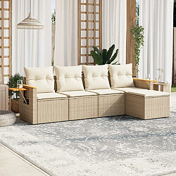 Maison Chic Salon de jardin avec coussins 5 pcs | Ensemble de Table et chaises | Mobilier d'Extérieur beige résine tressée -GKD10081