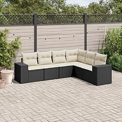 Maison Chic Ensemble Tables et chaises d'extérieur 6pcs avec coussins,Salon de jardin noir résine tressée -GKD320978