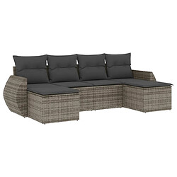 vidaXL Salon de jardin 6 pcs avec coussins gris résine tressée