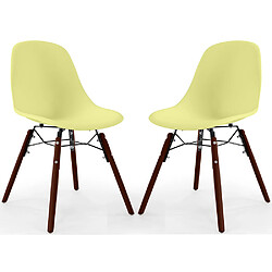 ICONIK INTERIOR Chaises de Salle à Manger - Design Scandinave - Pieds en Bois Sombre - Lot de 2 - Skögur Jaune pâle