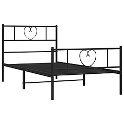 Acheter Maison Chic Lit adulte - Lit simple Cadre de lit métal avec tête de lit/pied de lit,Structure du lit Contemporain pour chambre noir 90x190 cm -MN87997