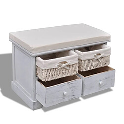 Acheter Maison Chic Banc de rangement | Meuble de rangement d'Entrée | Coffres d'Intérieur Blanc 62x33x42 cm Bois de paulownia -MN58979