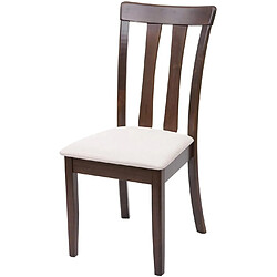 Decoshop26 Lot de 6 chaises de salle à manger en bois massif marron foncé et assise en tissu crème CDS04664