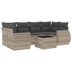 vidaXL Salon de jardin avec coussins 7 pcs gris clair résine tressée