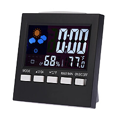 Station météorologique d'hygromètre de thermomètre numérique de Muti-fuction mini avec l'alarme - Noir