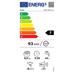 Lave-linge top 40cm 8kg 1200t f blanc - cstg28le/1-47 - CANDY