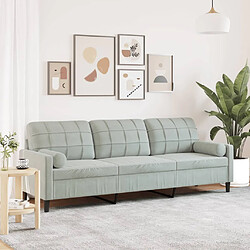 vidaXL Canapé 3 places avec oreillers gris clair 210 cm velours