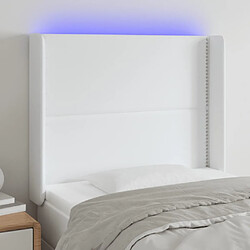 Maison Chic Tête de lit scandinave à LED,meuble de chambre Blanc 93x16x118/128 cm Similicuir -MN35014