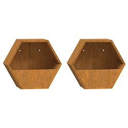 Maison Chic Jardinière,Bac à fleurs - pot de fleurs murales 2 pcs Rouillé Acier corten 30x10x25 cm -GKD63904