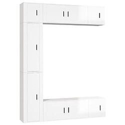 vidaXL Ensemble de meubles TV 7 pcs Blanc brillant Bois d'ingénierie