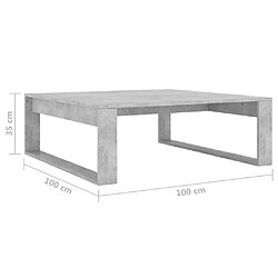 vidaXL Table basse Gris béton 100x100x35 cm Bois d'ingénierie pas cher