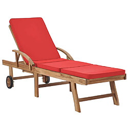 Helloshop26 Lot de 2 transats chaise longue bain de soleil lit de jardin terrasse meuble d'extérieur avec coussins bois de teck solide rouge 02_0012155