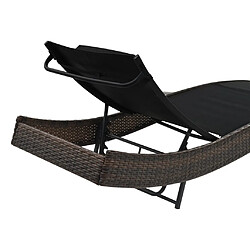 Acheter Helloshop26 Transat chaise longue bain de soleil lit de jardin terrasse meuble d'extérieur avec oreiller résine tressée marron 02_0012558