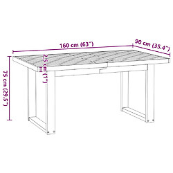 vidaXL Table à manger NOAIN pieds en forme de U 160x90x75cm massif pin pas cher