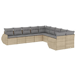 Maison Chic Salon de jardin avec coussins 10 pcs | Ensemble de Table et chaises | Mobilier d'Extérieur beige résine tressée -GKD58092