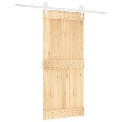 vidaXL Porte coulissante et kit de quincaillerie 90x210 cm pin massif