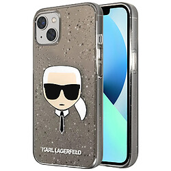 Karl Lagerfeld Coque Paillette pour iPhone 13 Mini Finition Fumée Noir Transparent 