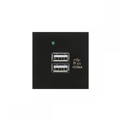 Prise USB double avec chargeur - Maclean MCE728B - 2x port USB jusqu'à 2.1A - Fast Charge - murale - modulaire - encastrée – noir