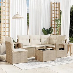 vidaXL Salon de jardin avec coussins 6 pcs beige résine tressée