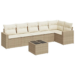 vidaXL Salon de jardin avec coussins 7 pcs beige résine tressée