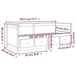 vidaXL Lit de jour sans matelas 75x190 cm bois de pin massif pas cher