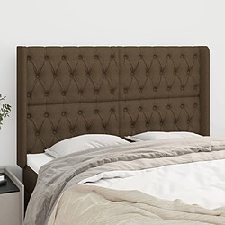 Maison Chic Tête de lit scandinave avec oreilles,meuble de chambre Marron foncé 147x16x118/128 cm Tissu -MN84960