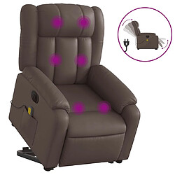 Maison Chic Fauteuil Relax pour salon, Fauteuil inclinable de massage électrique marron similicuir -GKD77737