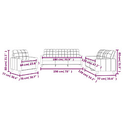 vidaXL Ensemble de canapés 3 pcs avec coussins Cappuccino Similicuir pas cher