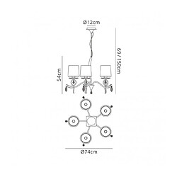 Luminaire Center Suspension abats jours Louise Chrome poli 5 ampoules 65cm