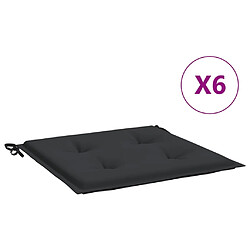 vidaXL Coussins de chaise jardin lot de 6 noir 40x40x3 cm tissu oxford