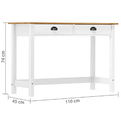 vidaXL Table console Hill avec 2 tiroirs 110x45x74 cm Pin solide pas cher