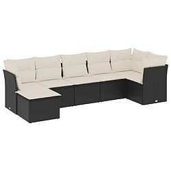 Maison Chic Salon de jardin 7 pcs avec coussins | Ensemble de Table et chaises | Mobilier d'Extérieur noir résine tressée -GKD60260