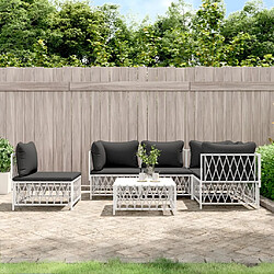 Maison Chic Salon de jardin 6 pcs avec coussins - Table et chaises d'extérieur - Mobilier/Meubles de jardin Moderne blanc acier -MN46908