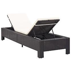 Avis Helloshop26 Transat chaise longue bain de soleil avec coussin noir résine tressée 02_0012197