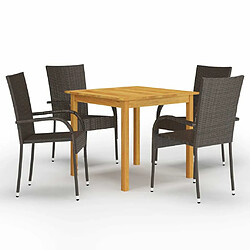 Salle à manger de jardin 5 pcs,Table et chaise à dîner Marron -MN63235