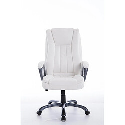 Decoshop26 Fauteuil de bureau sur rouelttes avec accoudoirs siège pivotant en PVC blanc et cadre en métal 10_0002388