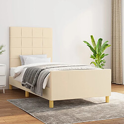 Maison Chic Lit adulte - Cadre Structure de lit avec tête de lit Contemporain Crème 100x200 cm Tissu -MN15595