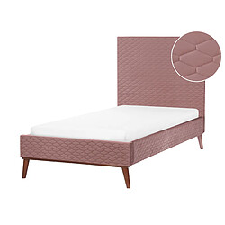 Beliani Lit simple en velours rose 90 x 200 cm BAYONNE