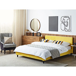 Beliani Lit double en velours jaune 160 x 200 cm FITOU