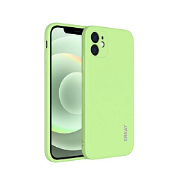 Coque en silicone liquide ordinaire anti-goutte bord droit vert clair pour votre Apple iPhone 12 mini