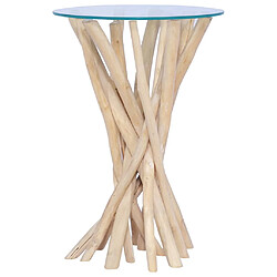 Acheter vidaXL Table basse avec dessus en verre 35x35x50cm Bois de teck massif