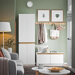 SoBuy FSR171-W Banc de Rangement à Chaussures 2 Abattants, Meuble d'Entrée, Meuble à Chaussures avec Un Compartiment Supérieur, pour Entrée, Salon, Chambre, 104x30x47 cm Blanc