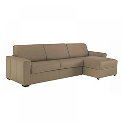 Inside 75 Canapé d'angle DREAMER convertible EXPRESS 120cm CUIR VACHETTE taupe clair matelas 16 cm