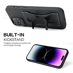 Coque en TPU + PU avec béquille et porte-carte pour votre iPhone 14 Pro Max - noir