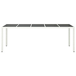 Avis Maison Chic Table de jardin | Table d'extérieur blanc 250x100x75 cm résine tressée verre trempé -GKD69702