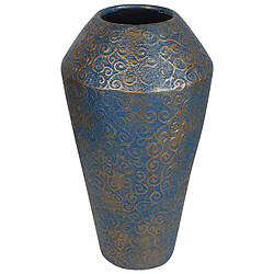 Beliani Vase décoratif MASSA fait à la main Céramique 53 cm Bleu